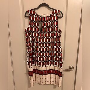 Talbots NWT burnt orange/brown/black/cream sheath dress. Size 12